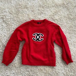NEW ICONIC CHANEL RED TEDDY SWEATER